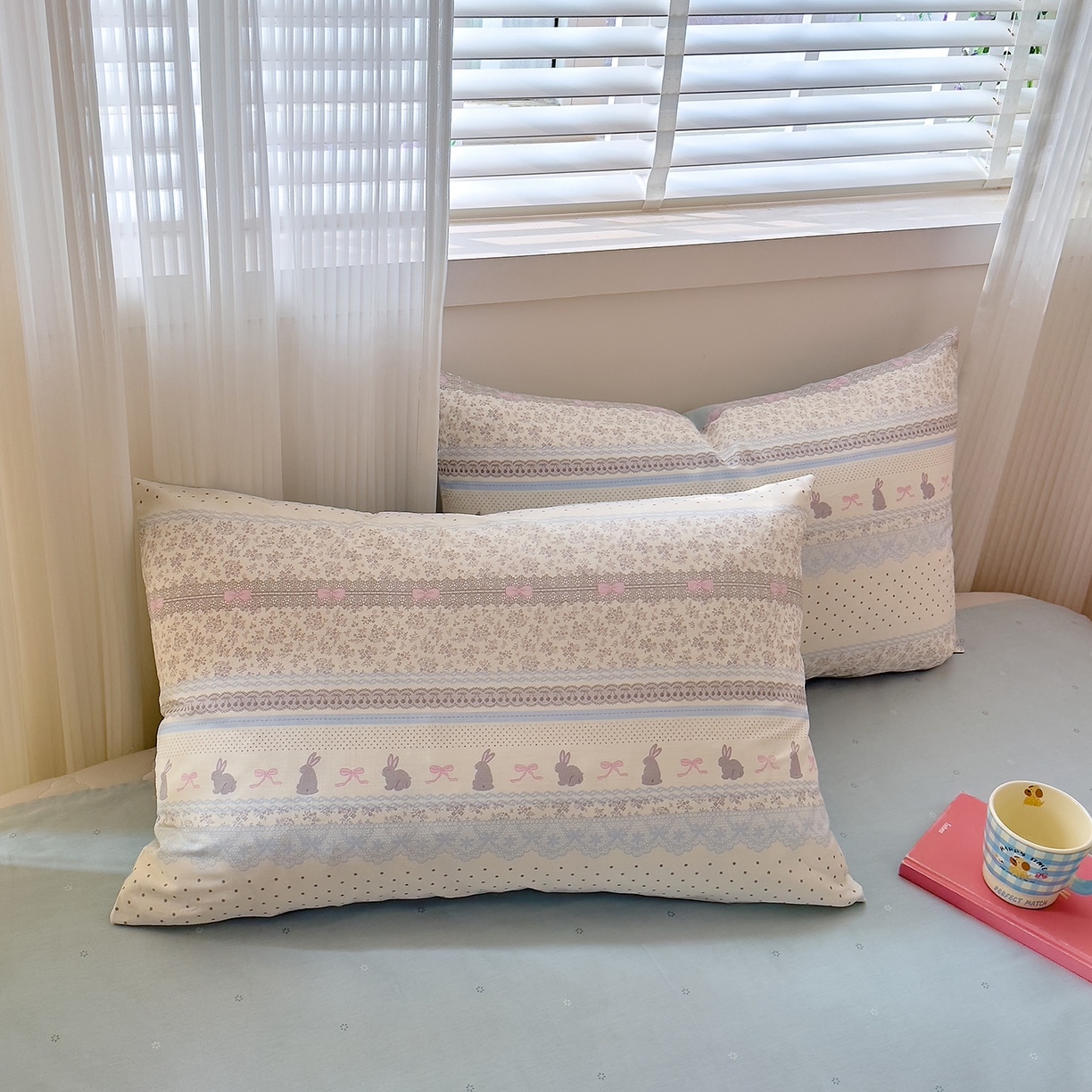 91家纺网 家纺一手货源 找家纺 DoDo 兜兜 2026年全棉纯棉可爱卡通单床单 床单单件 薄荷小兔