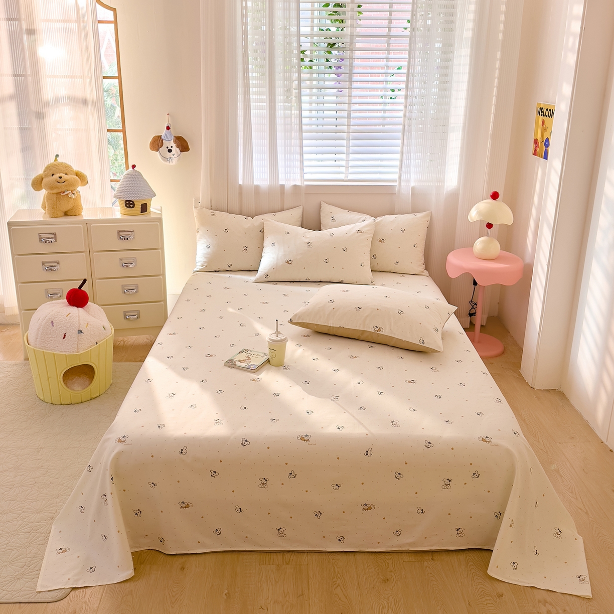 91家纺网 家纺一手货源 找家纺 DoDo 兜兜 2026年全棉纯棉可爱卡通单床单 床单单件 点点小狗