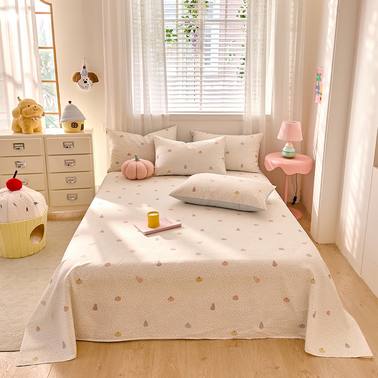 91家纺网 家纺一手货源 找家纺 DoDo 兜兜 2026年全棉纯棉可爱卡通单床单 床单单件 小福瓜