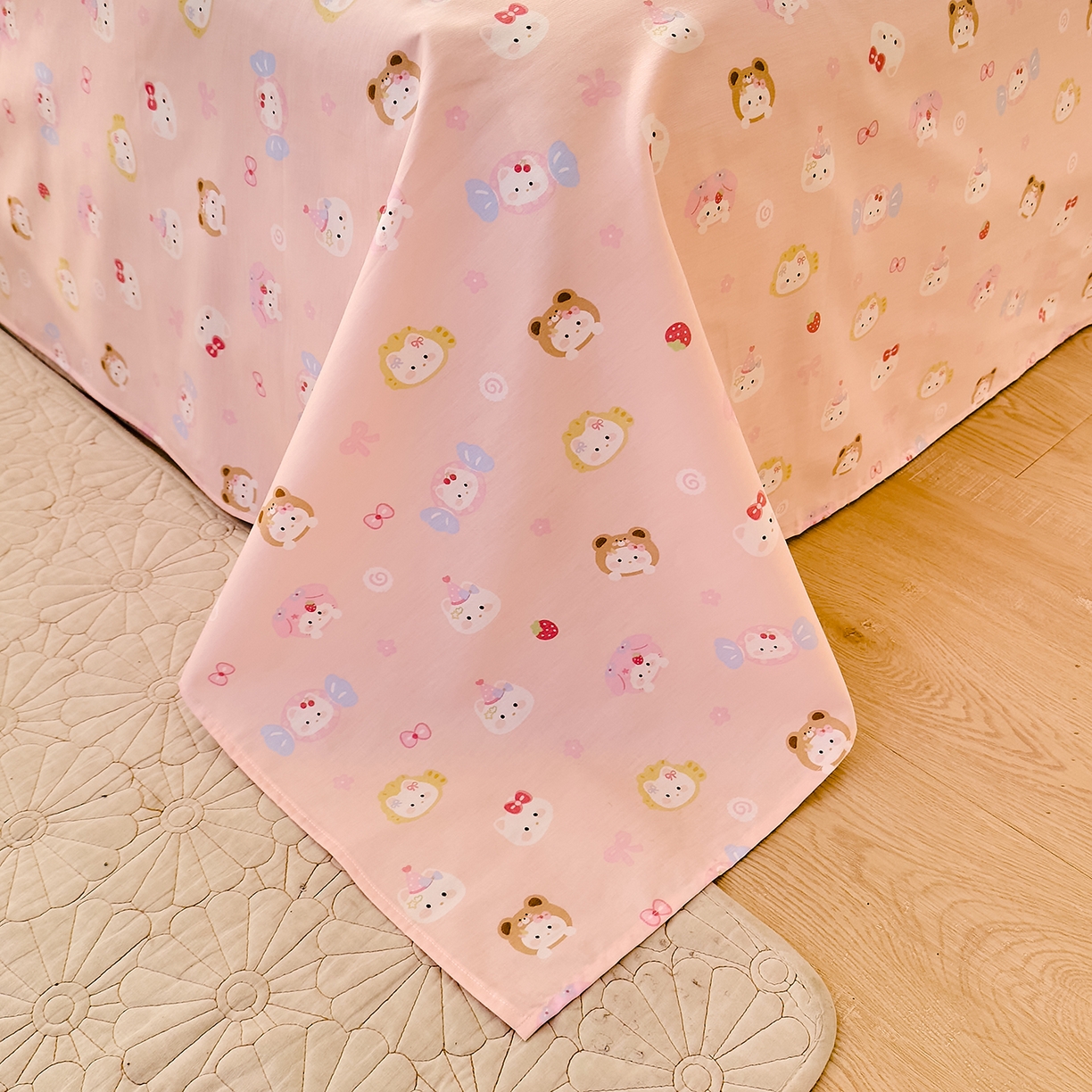 91家纺网 家纺一手货源 找家纺 DoDo 兜兜 2026年全棉纯棉可爱卡通单床单 床单单件 甜酱小猫