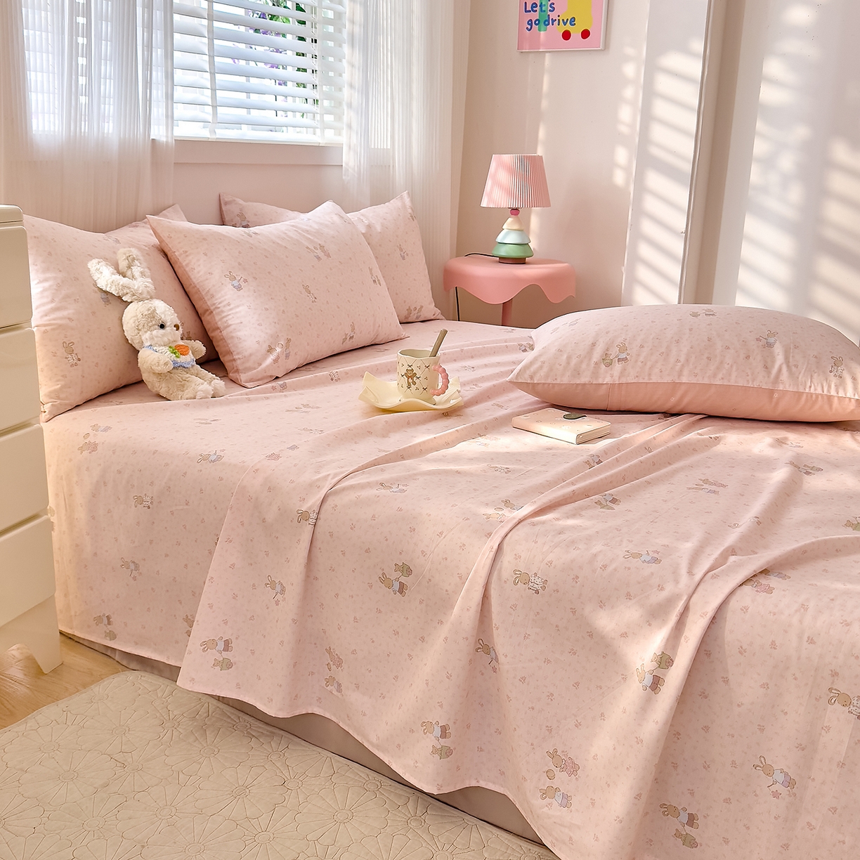 DoDo 兜兜 2026年全棉纯棉可爱卡通单床单 床单单件 早安跳跳兔