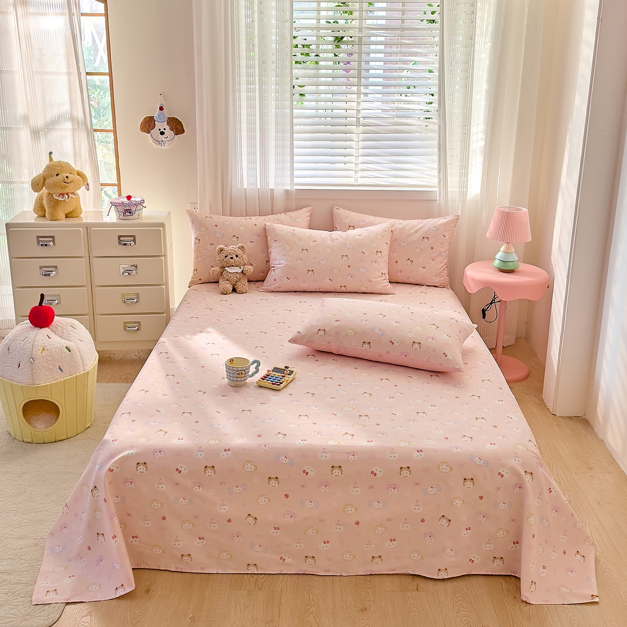 91家纺网 家纺一手货源 找家纺 DoDo 兜兜 2026年全棉纯棉可爱卡通单床单 床单单件 甜酱小猫