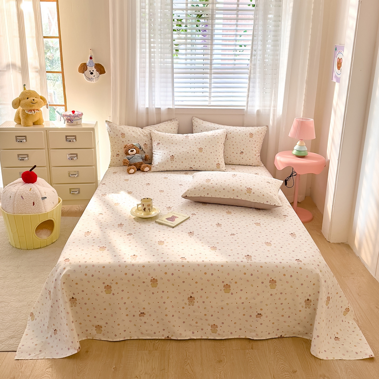 91家纺网 家纺一手货源 找家纺 DoDo 兜兜 2026年全棉纯棉可爱卡通单床单 床单单件 圆滚滚的梦