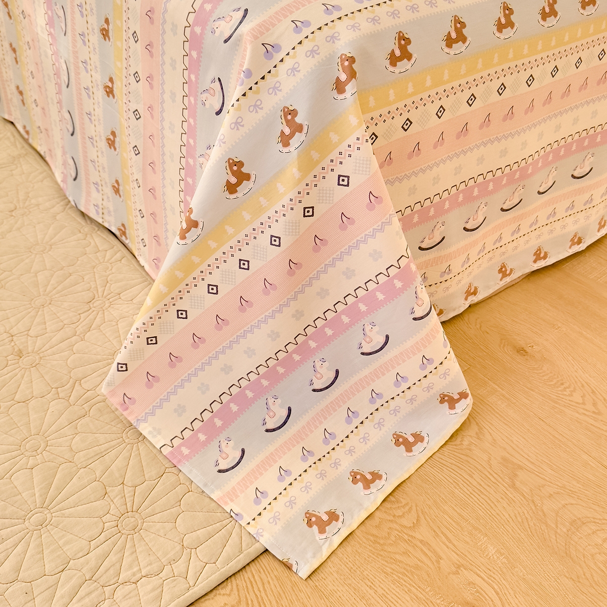 91家纺网 家纺一手货源 找家纺 DoDo 兜兜 2026年全棉纯棉可爱卡通单床单 床单单件 彩虹小马驹