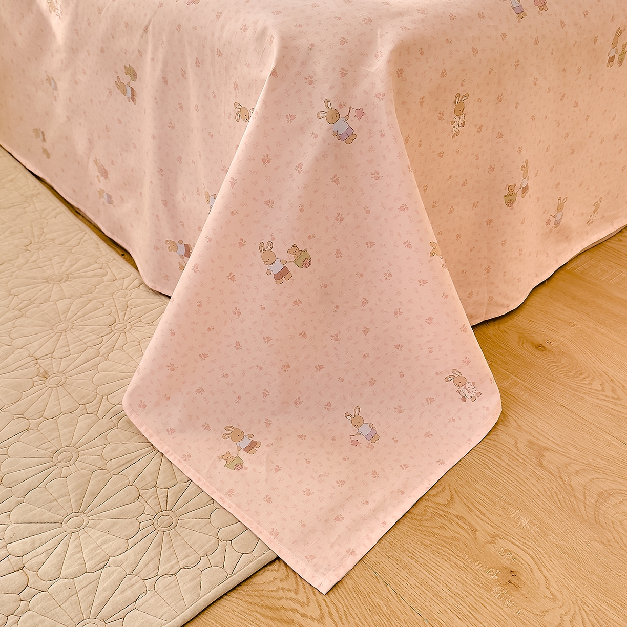 91家纺网 家纺一手货源 找家纺 DoDo 兜兜 2026年全棉纯棉可爱卡通单床单 床单单件 早安跳跳兔