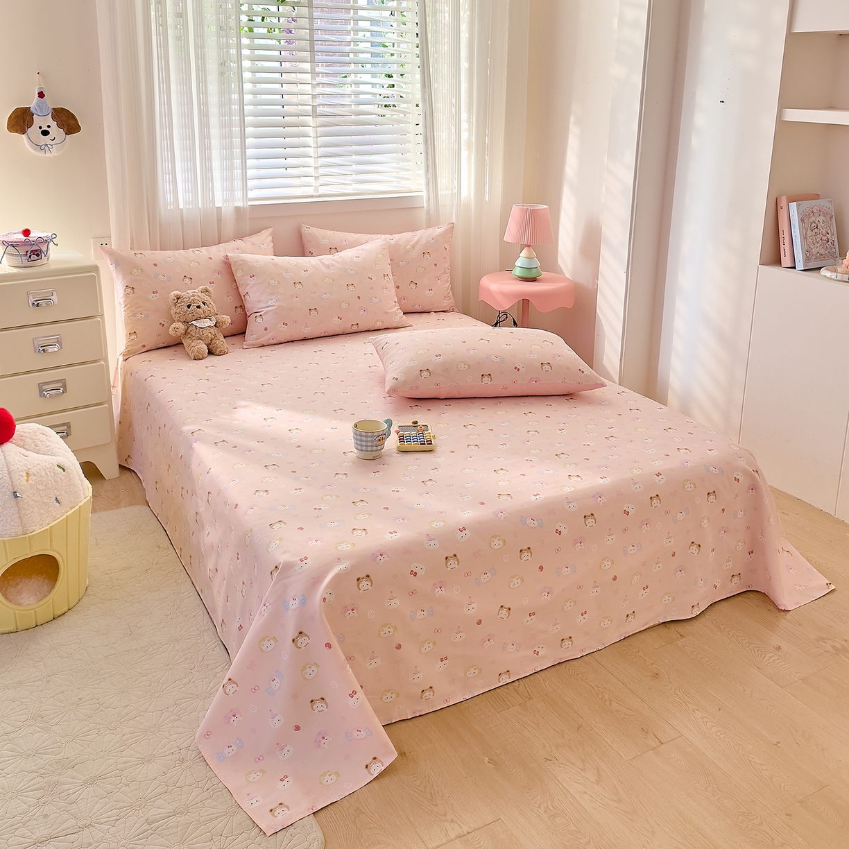 91家纺网 家纺一手货源 找家纺 DoDo 兜兜 2026年全棉纯棉可爱卡通单床单 床单单件 甜酱小猫