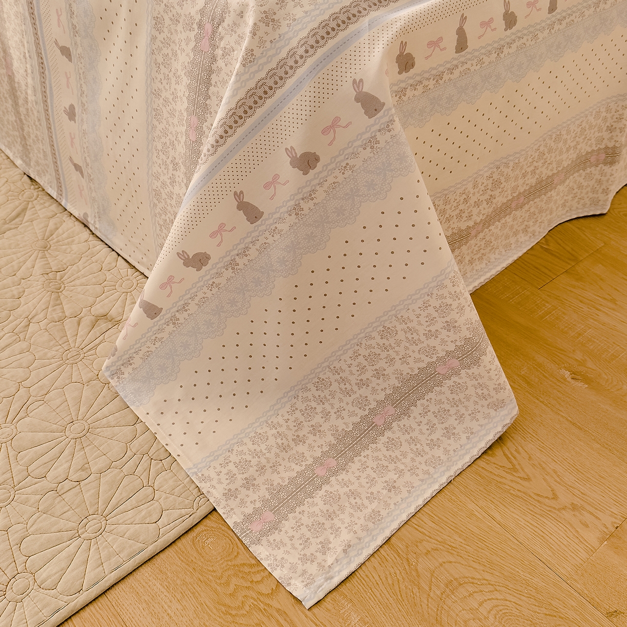 91家纺网 家纺一手货源 找家纺 DoDo 兜兜 2026年全棉纯棉可爱卡通单床单 床单单件 薄荷小兔