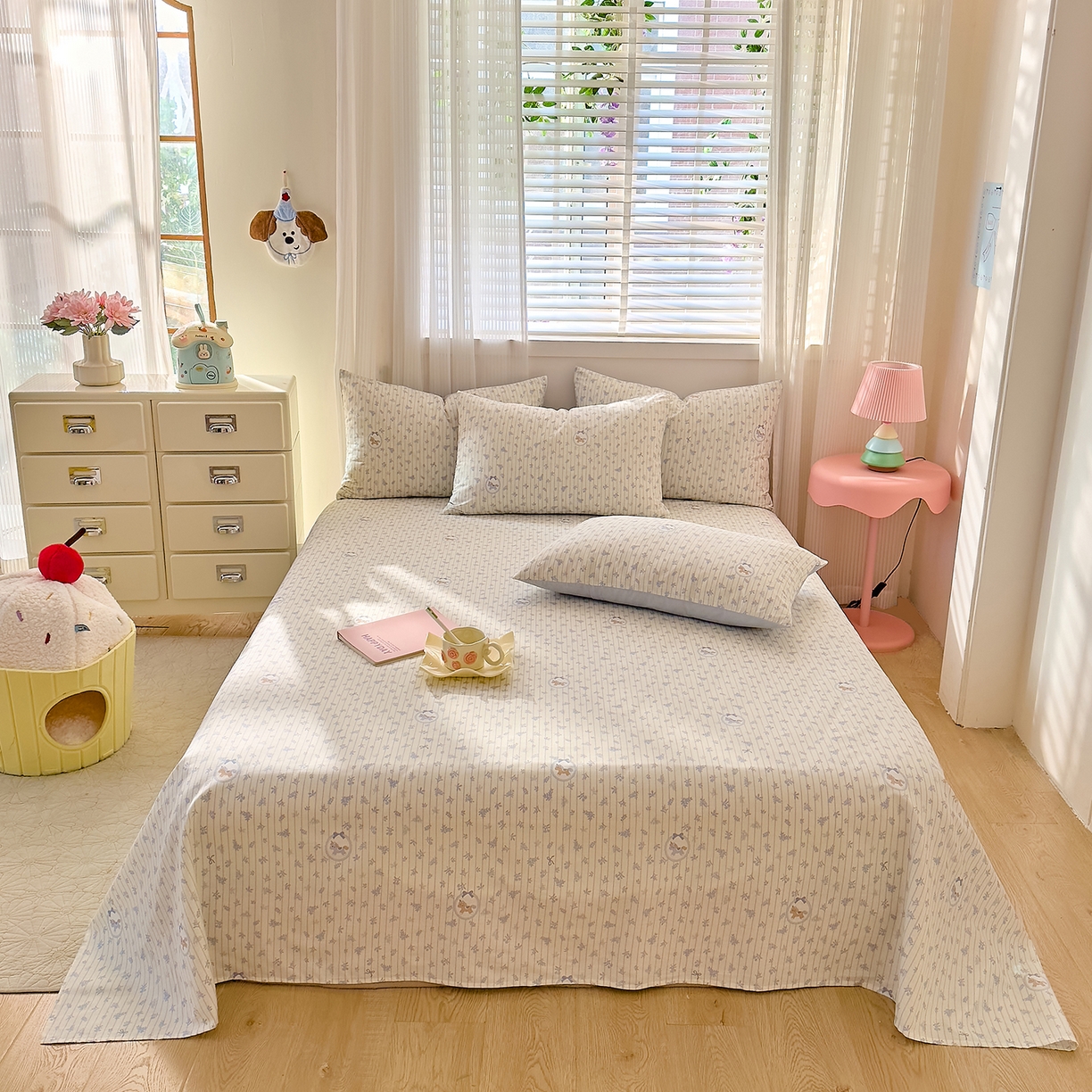 91家纺网 家纺一手货源 找家纺 DoDo 兜兜 2026年全棉纯棉可爱卡通单床单 床单单件 云朵小飞马