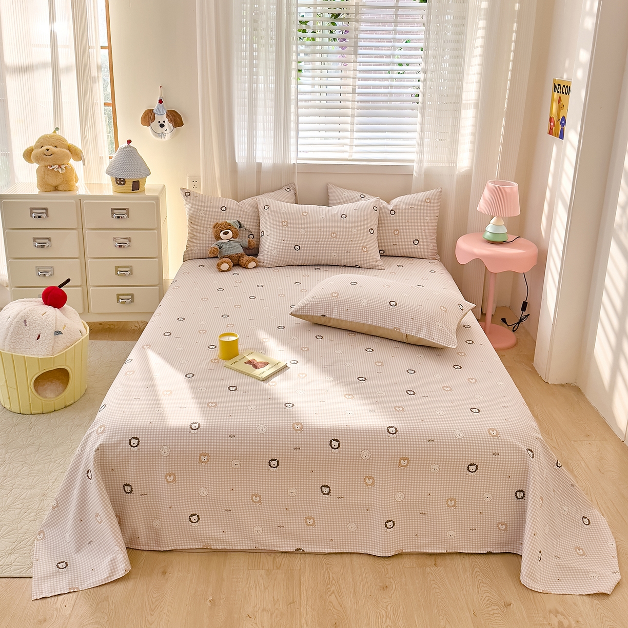 91家纺网 家纺一手货源 找家纺 DoDo 兜兜 2026年全棉纯棉可爱卡通单床单 床单单件 麦克狮