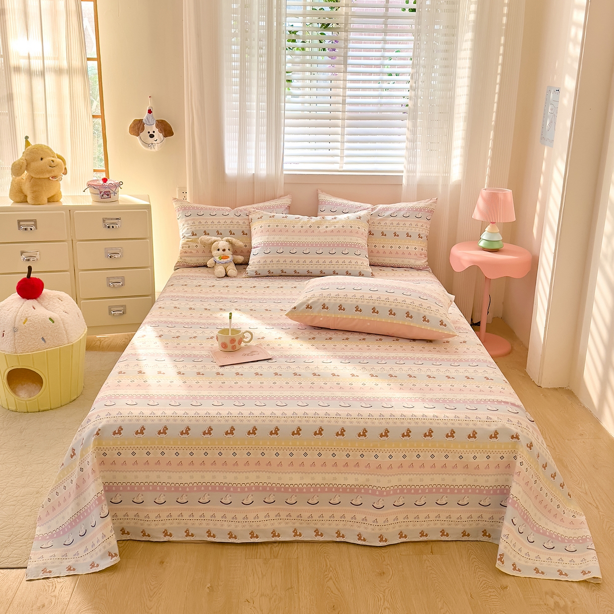 91家纺网 家纺一手货源 找家纺 DoDo 兜兜 2026年全棉纯棉可爱卡通单床单 床单单件 彩虹小马驹