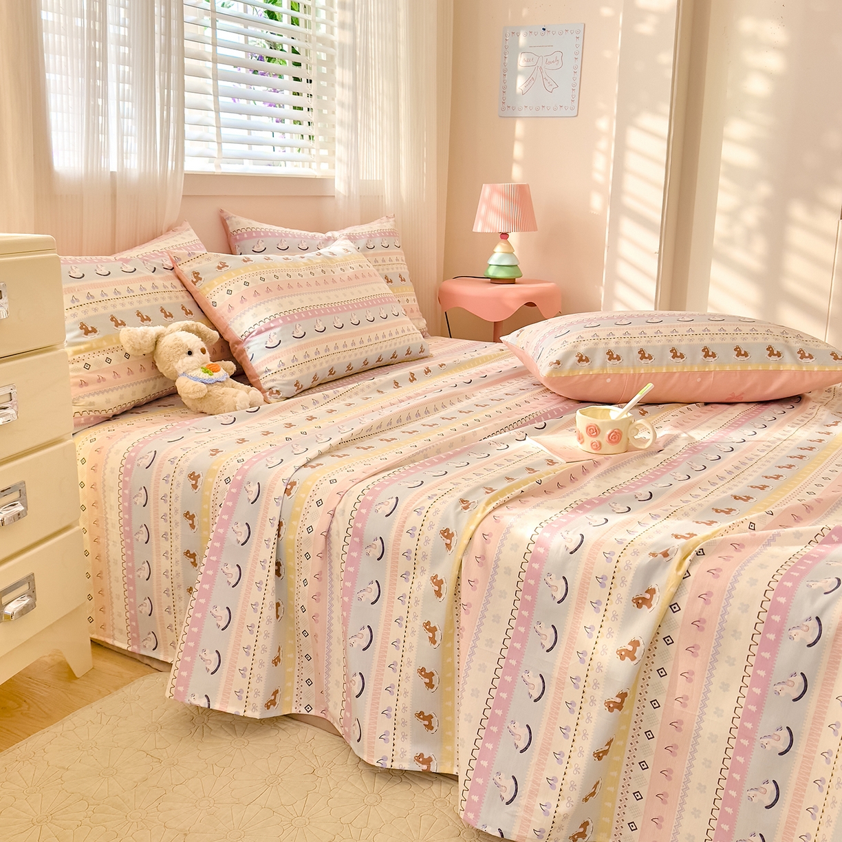 DoDo 兜兜 2026年全棉纯棉可爱卡通单床单 床单单件 彩虹小马驹