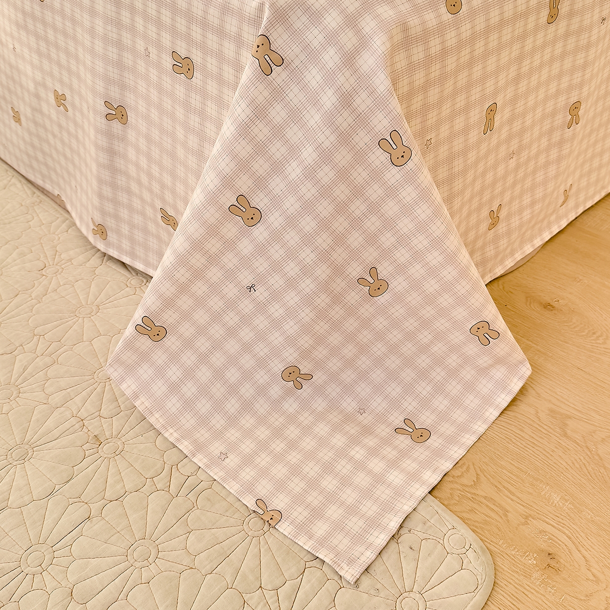 91家纺网 家纺一手货源 找家纺 DoDo 兜兜 2026年全棉纯棉可爱卡通单床单 床单单件 棉花糖兔兔