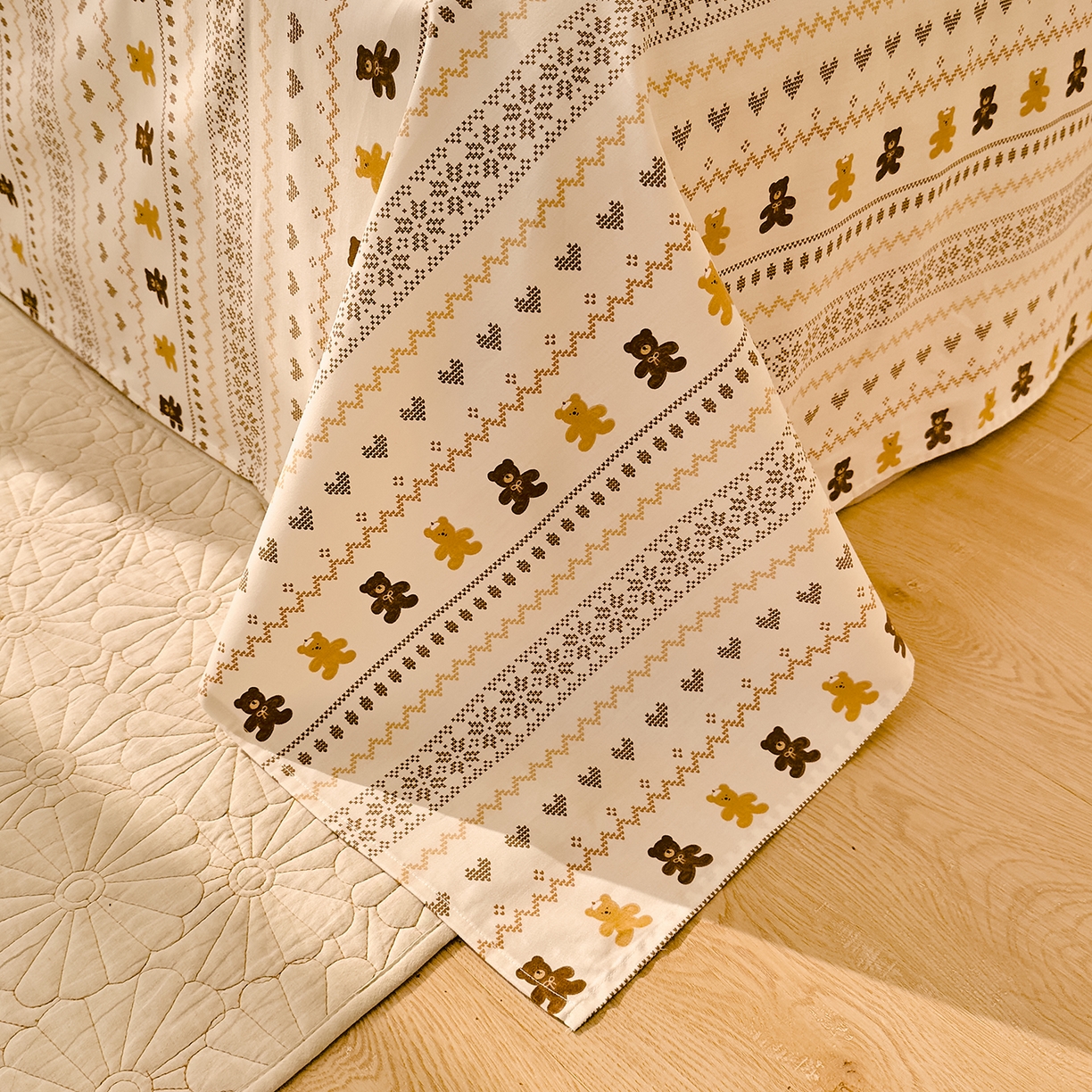 91家纺网 家纺一手货源 找家纺 DoDo 兜兜 2026年全棉纯棉可爱卡通单床单 床单单件 费尔岛小熊