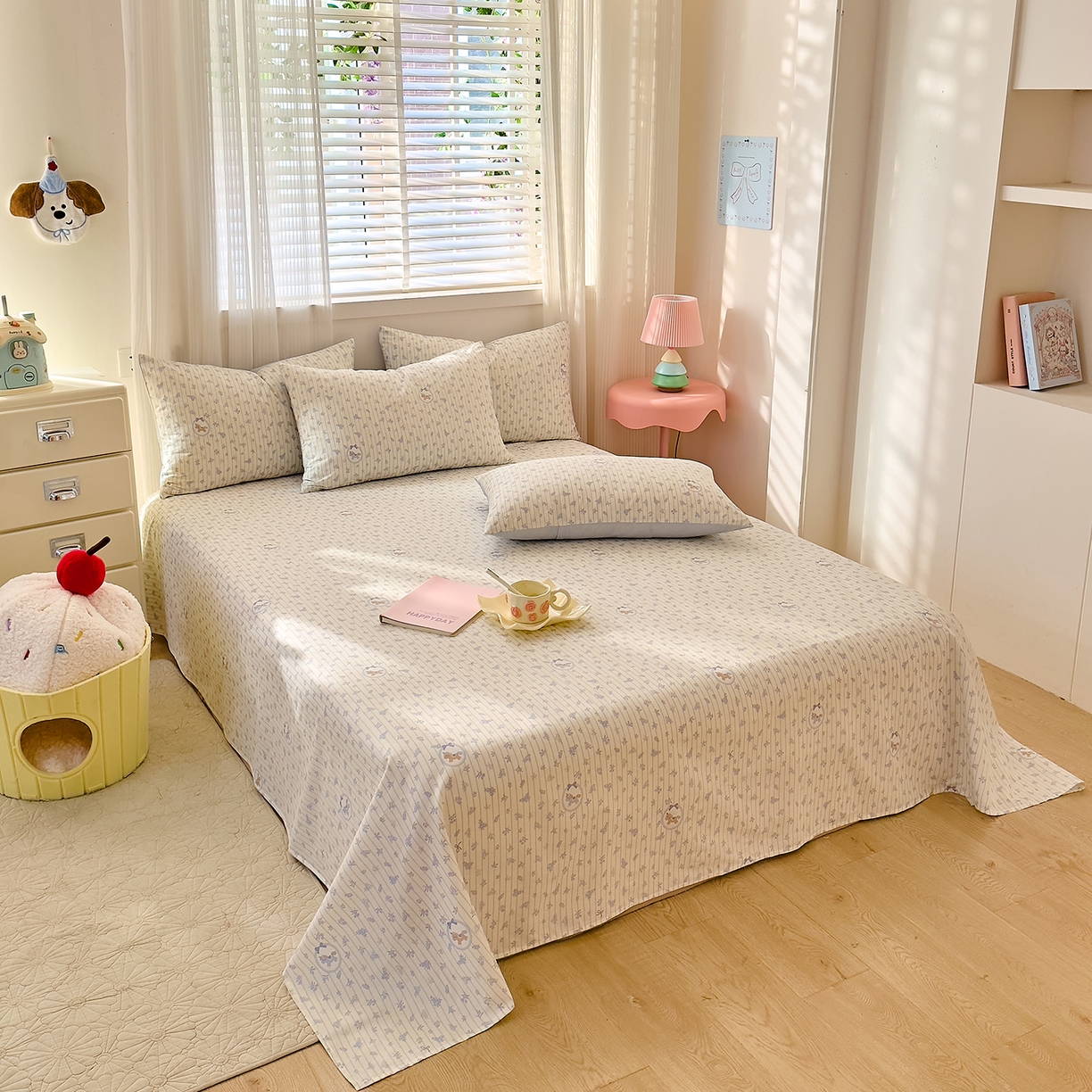 91家纺网 家纺一手货源 找家纺 DoDo 兜兜 2026年全棉纯棉可爱卡通单床单 床单单件 云朵小飞马