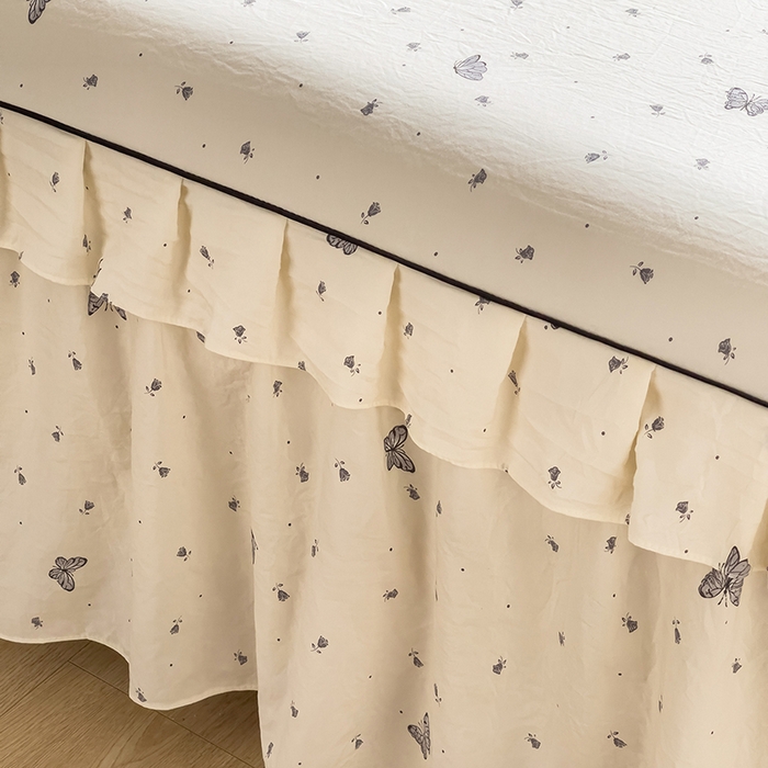 91家纺网 家纺一手货源 找家纺 优家居工厂店 2026新款精仿棉夹棉床裙四件套水洗棉韩版公主风花边床裙被套直播外贸定制 蝶舞翩翩