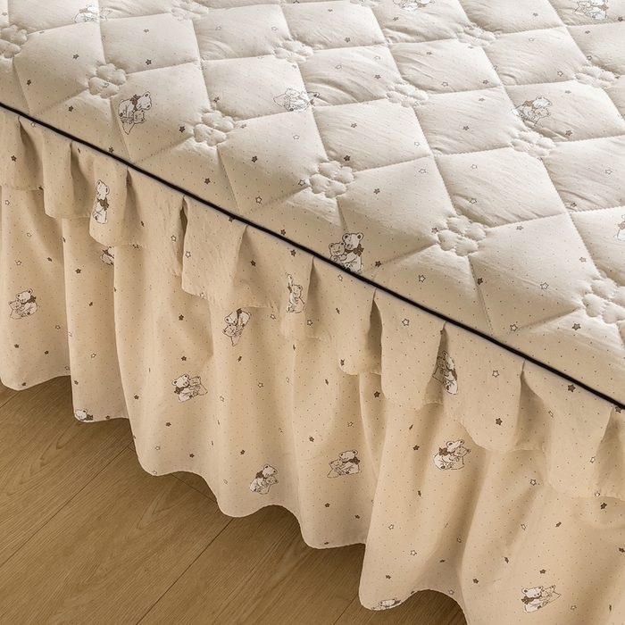 91家纺网 家纺一手货源 找家纺 优家居工厂店 2026新款精仿棉夹棉床裙四件套水洗棉韩版公主风花边床裙被套直播外贸定制 星星熊