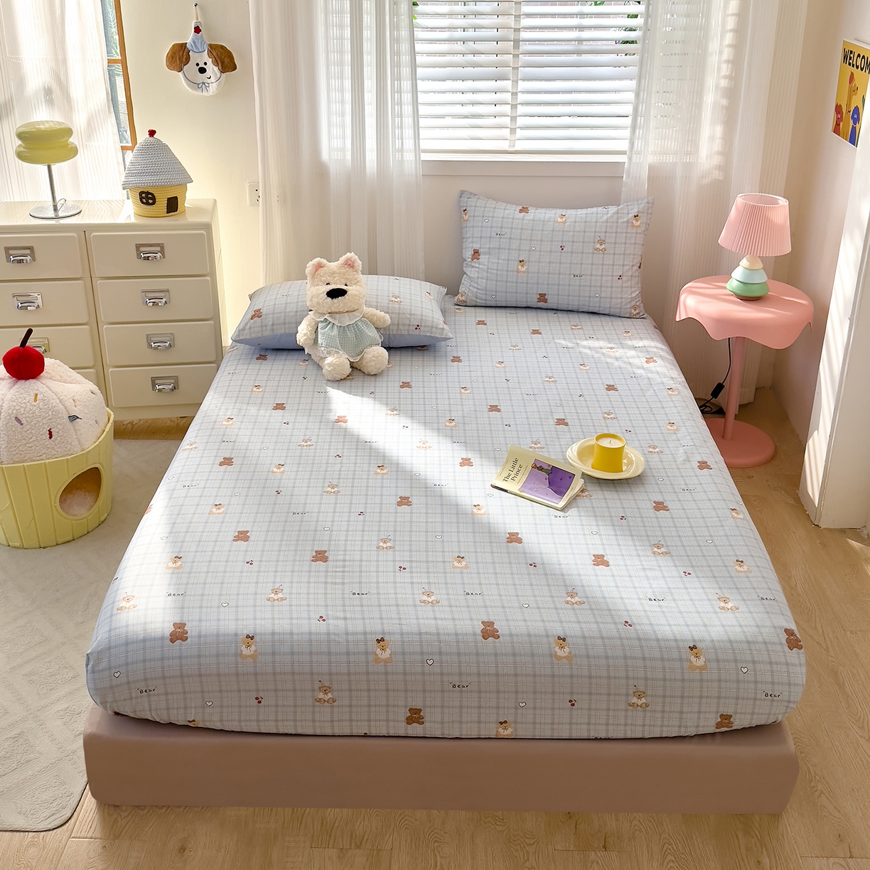 91家纺网 家纺一手货源 找家纺 DoDo 兜兜 2026年全棉纯棉可爱卡通单床笠 床笠单件 熊抱阳光