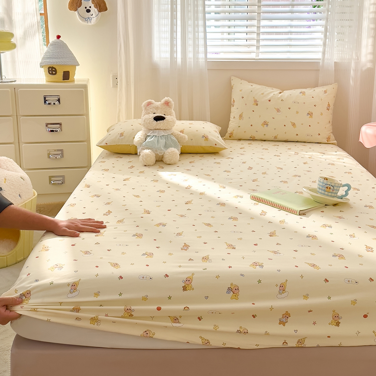 DoDo 兜兜 2026年全棉纯棉可爱卡通单床笠 床笠单件 可爱星人-白