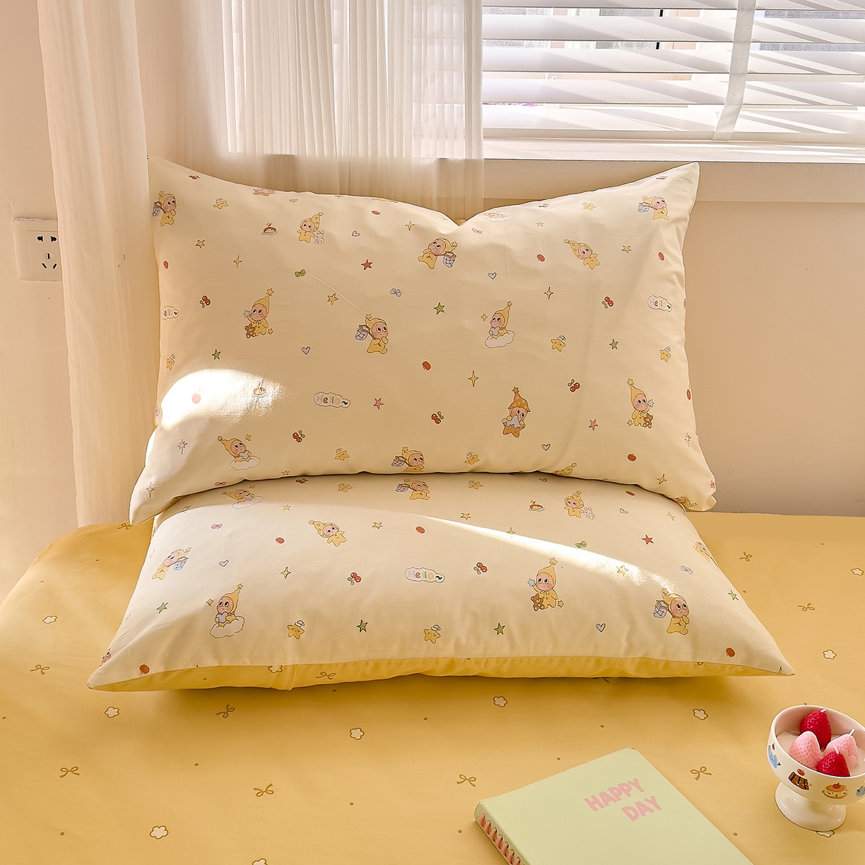 91家纺网 家纺一手货源 找家纺 DoDo 兜兜 2026年全棉纯棉可爱卡通单床笠 床笠单件 可爱星人-白