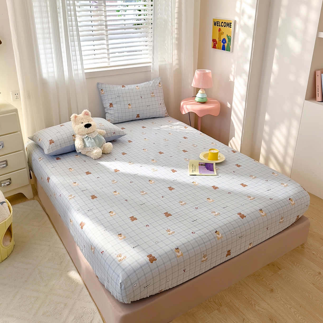 91家纺网 家纺一手货源 找家纺 DoDo 兜兜 2026年全棉纯棉可爱卡通单床笠 床笠单件 熊抱阳光