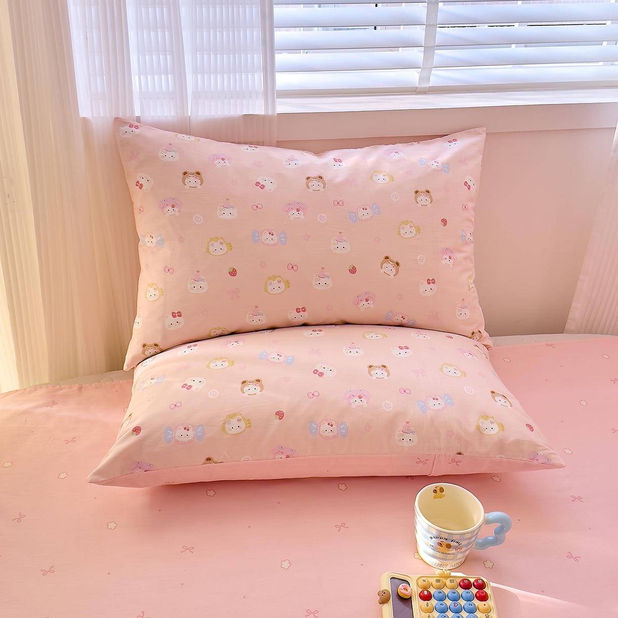 91家纺网 家纺一手货源 找家纺 DoDo 兜兜 2026年全棉纯棉可爱卡通单床笠 床笠单件 甜酱小猫