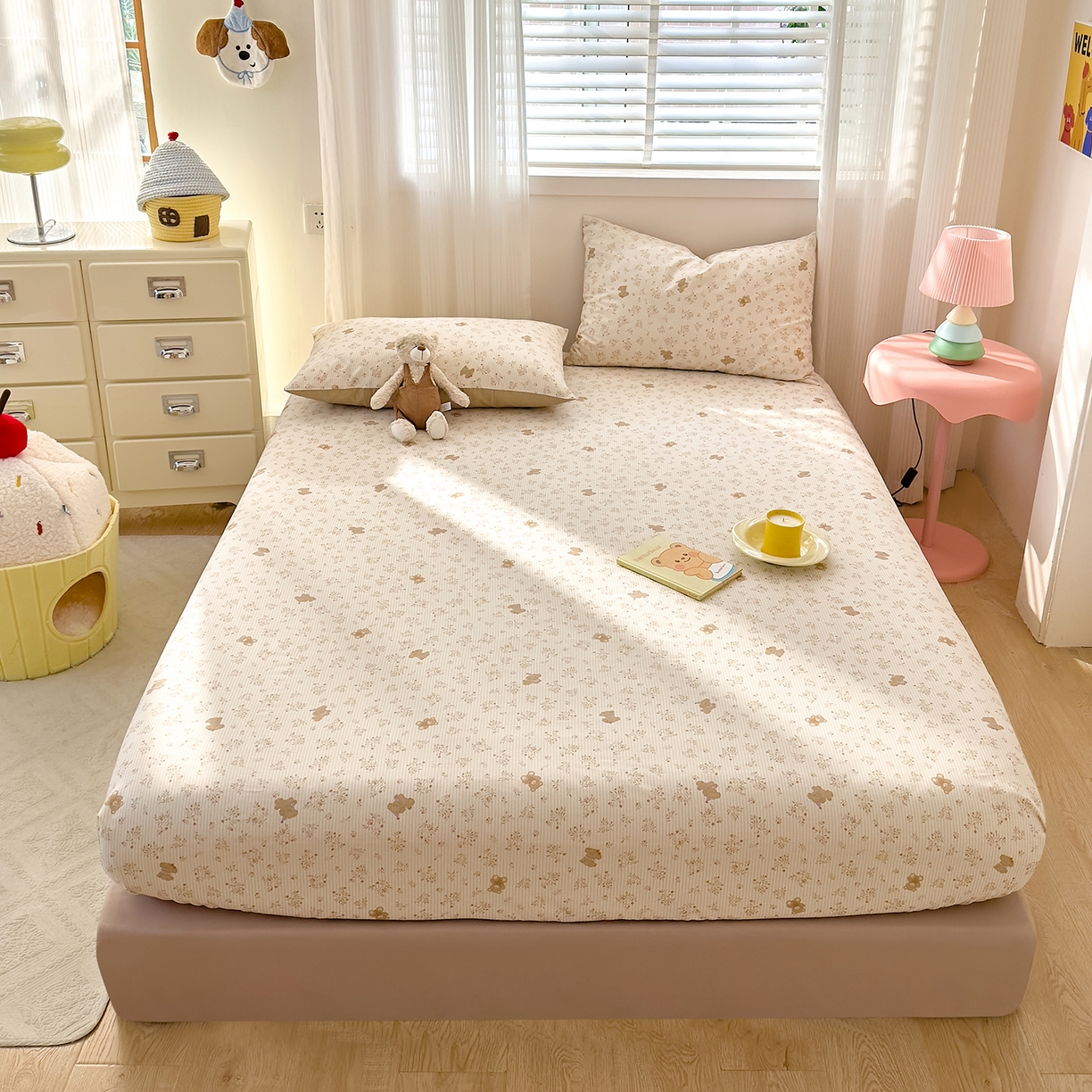 91家纺网 家纺一手货源 找家纺 DoDo 兜兜 2026年全棉纯棉可爱卡通单床笠 床笠单件 森林熊崽崽