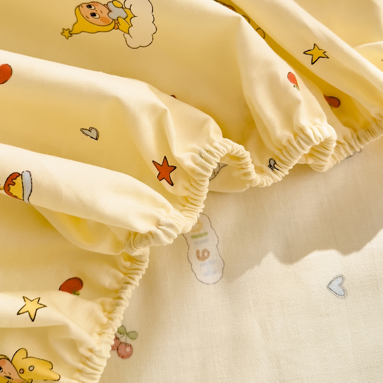 91家纺网 家纺一手货源 找家纺 DoDo 兜兜 2026年全棉纯棉可爱卡通单床笠 床笠单件 可爱星人-白