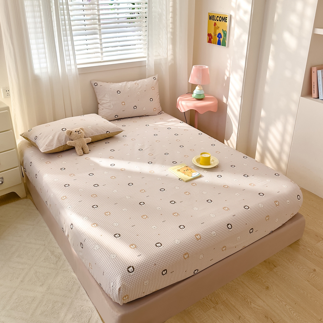 91家纺网 家纺一手货源 找家纺 DoDo 兜兜 2026年全棉纯棉可爱卡通单床笠 床笠单件 麦克狮