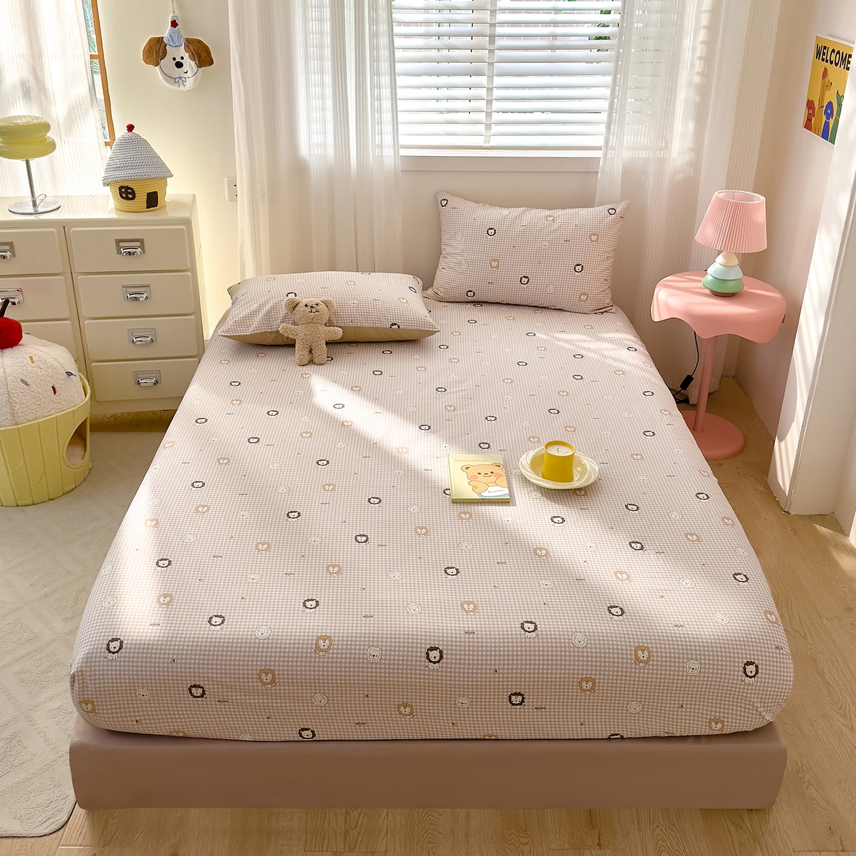 91家纺网 家纺一手货源 找家纺 DoDo 兜兜 2026年全棉纯棉可爱卡通单床笠 床笠单件 麦克狮