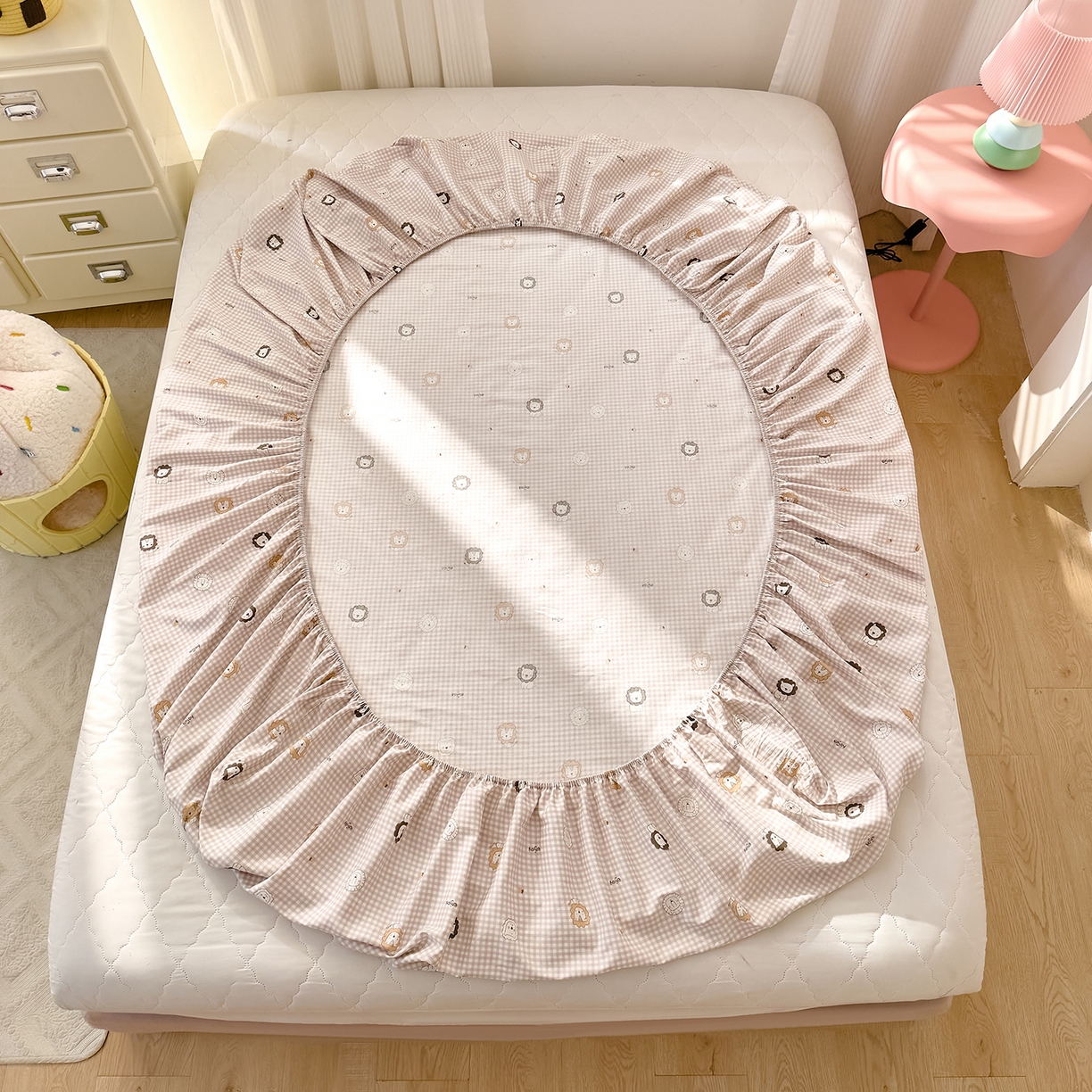 91家纺网 家纺一手货源 找家纺 DoDo 兜兜 2026年全棉纯棉可爱卡通单床笠 床笠单件 麦克狮