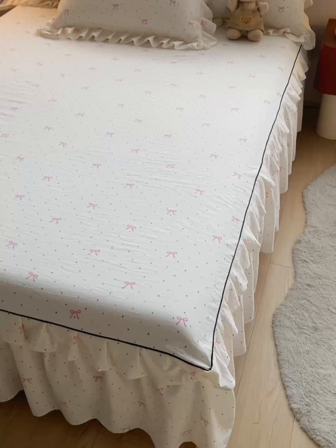 91家纺网 家纺一手货源 找家纺 优家居工厂店 2026新款精仿棉床裙四件套水洗棉韩版公主风花边床裙单被套直播外贸定制 潘多拉-米