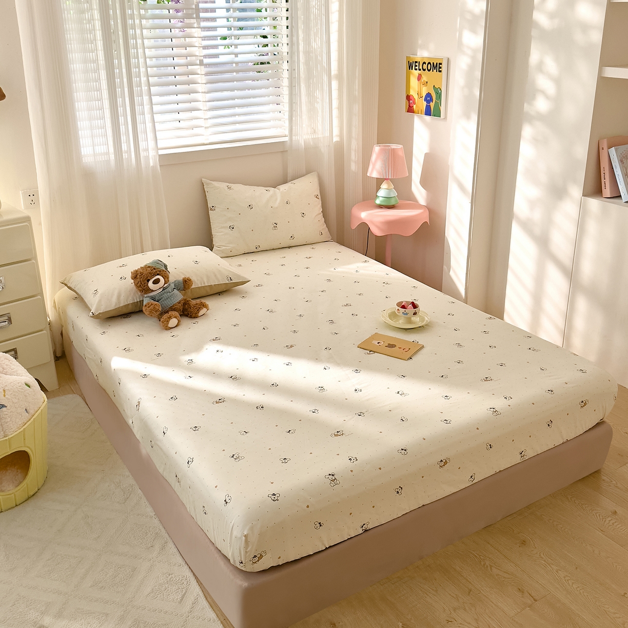 91家纺网 家纺一手货源 找家纺 DoDo 兜兜 2026年全棉纯棉可爱卡通单床笠 床笠单件 点点小狗