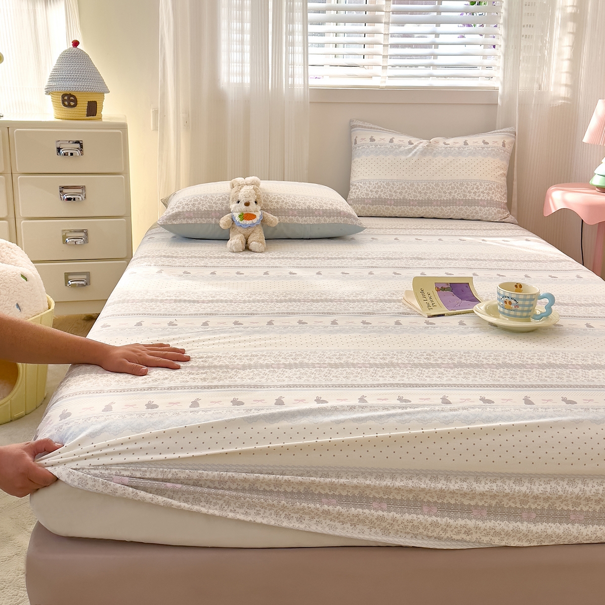 DoDo 兜兜 2026年全棉纯棉可爱卡通单床笠 床笠单件 薄荷小兔