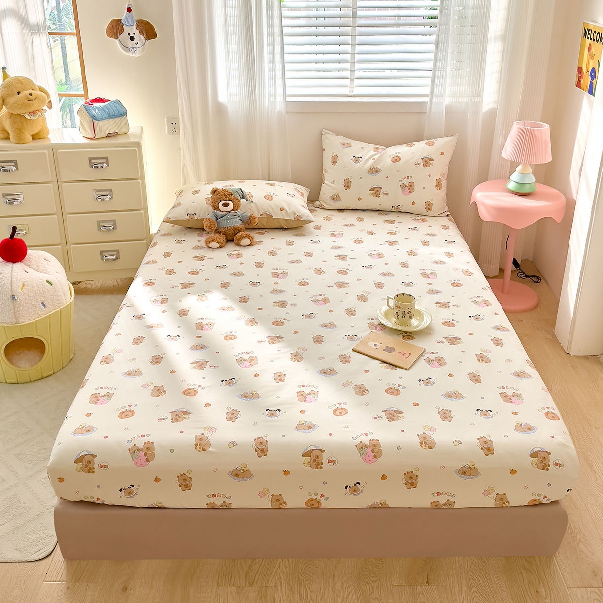 91家纺网 家纺一手货源 找家纺 DoDo 兜兜 2026年全棉纯棉可爱卡通单床笠 床笠单件 熊猫卡皮