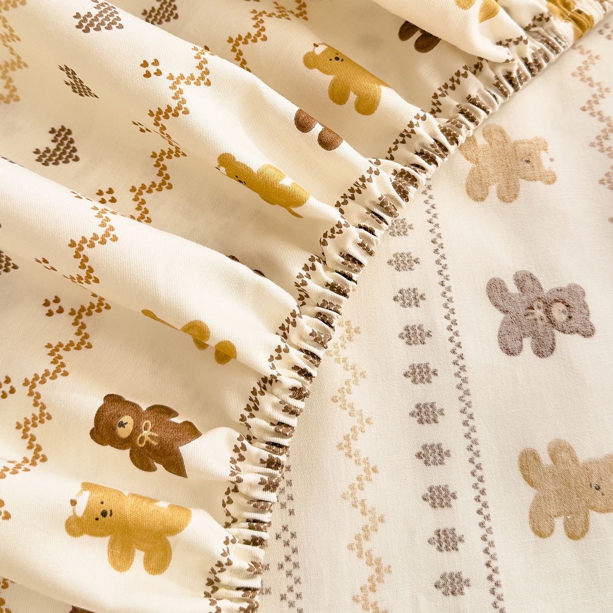 91家纺网 家纺一手货源 找家纺 DoDo 兜兜 2026年全棉纯棉可爱卡通单床笠 床笠单件 费尔岛小熊