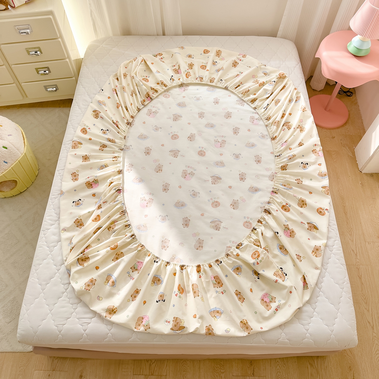 91家纺网 家纺一手货源 找家纺 DoDo 兜兜 2026年全棉纯棉可爱卡通单床笠 床笠单件 熊猫卡皮