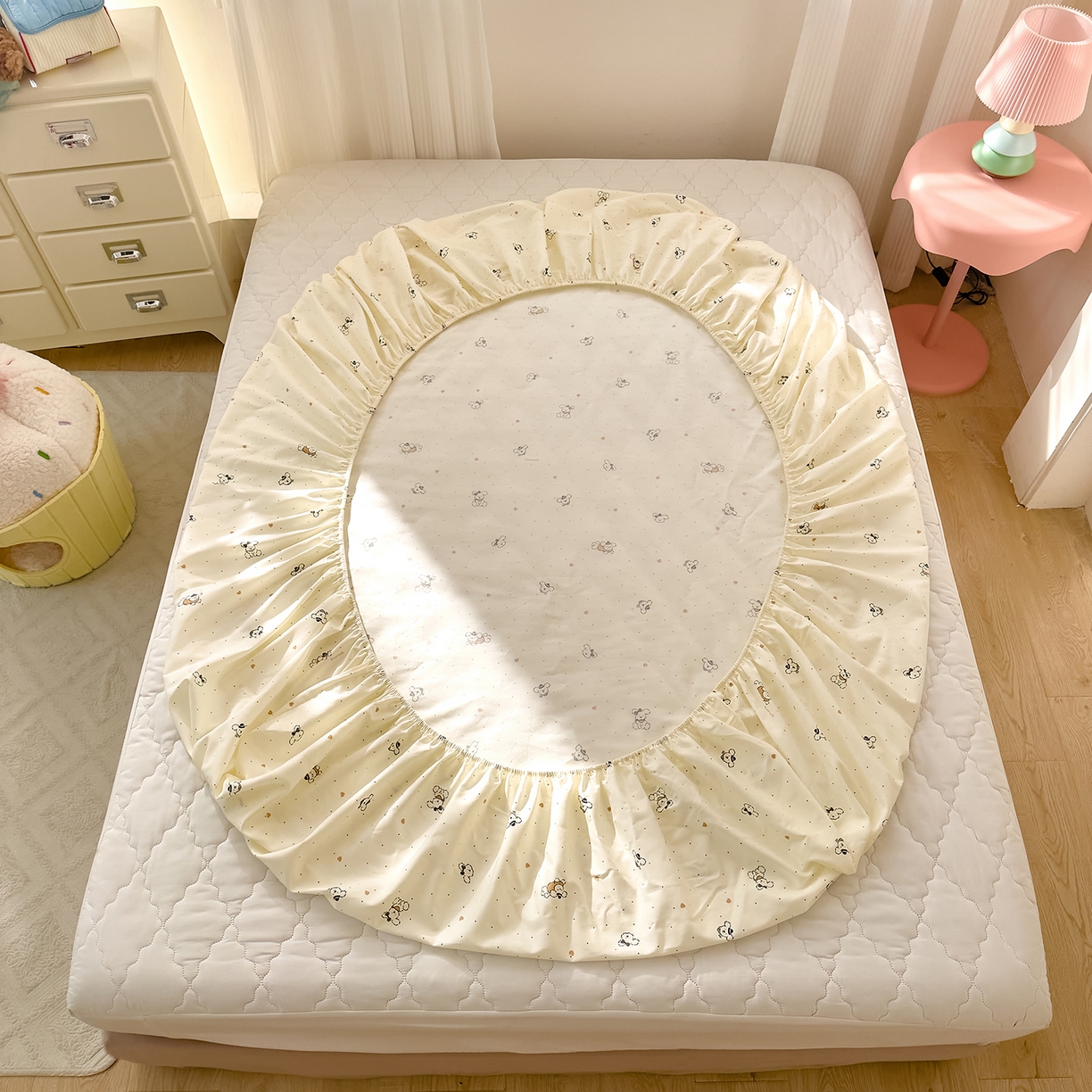 91家纺网 家纺一手货源 找家纺 DoDo 兜兜 2026年全棉纯棉可爱卡通单床笠 床笠单件 点点小狗