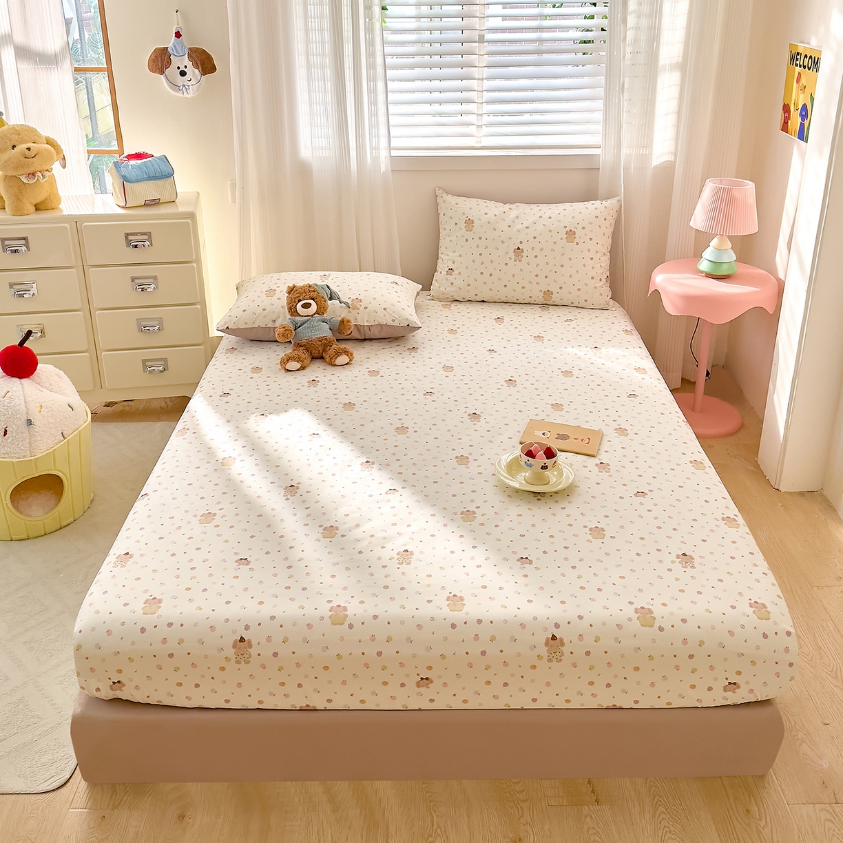 91家纺网 家纺一手货源 找家纺 DoDo 兜兜 2026年全棉纯棉可爱卡通单床笠 床笠单件 圆滚滚的梦