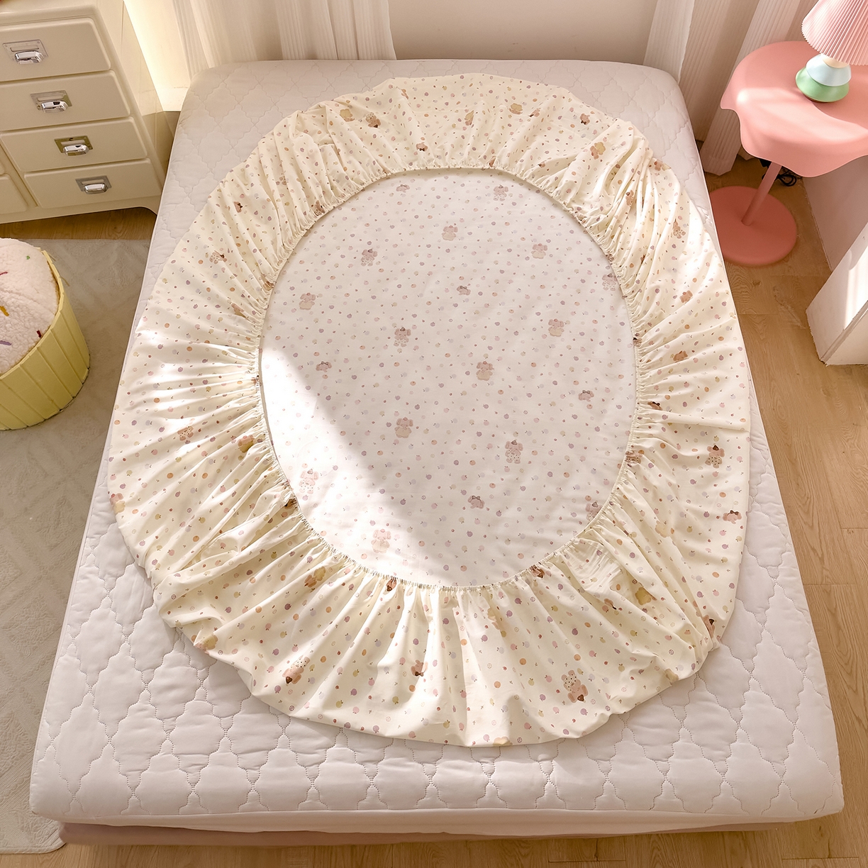 91家纺网 家纺一手货源 找家纺 DoDo 兜兜 2026年全棉纯棉可爱卡通单床笠 床笠单件 圆滚滚的梦