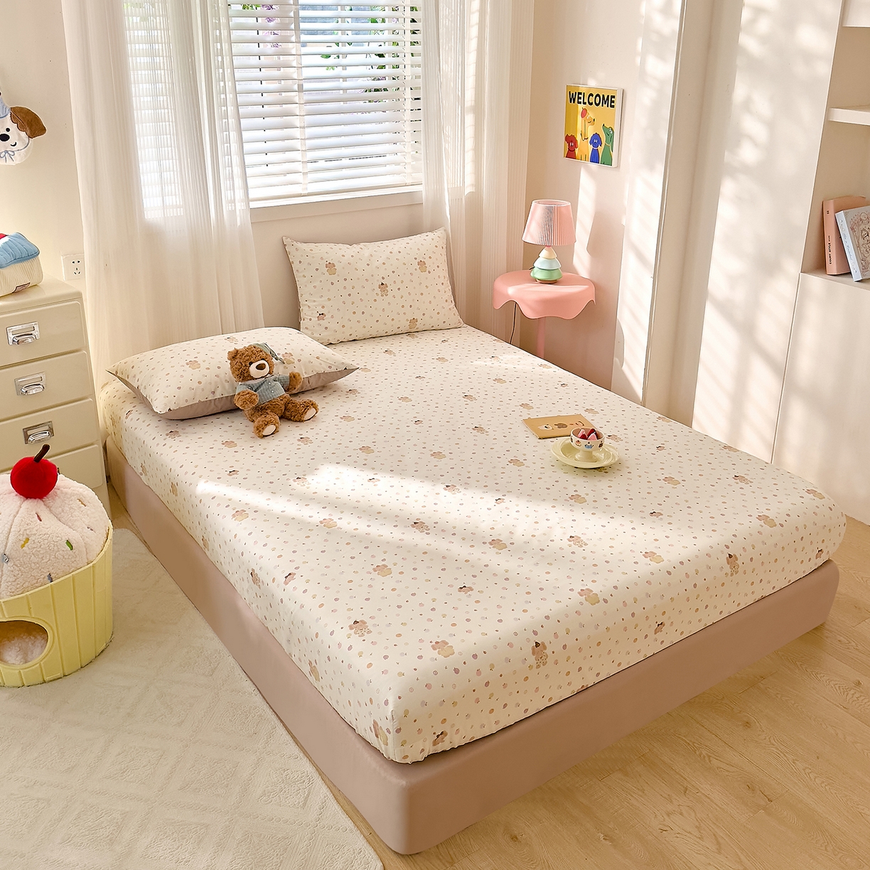 91家纺网 家纺一手货源 找家纺 DoDo 兜兜 2026年全棉纯棉可爱卡通单床笠 床笠单件 圆滚滚的梦