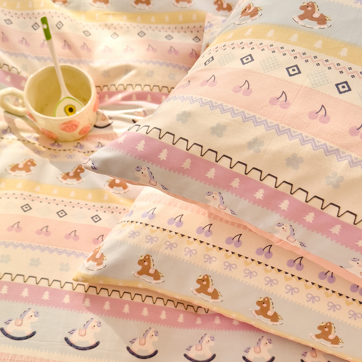 91家纺网 家纺一手货源 找家纺 DoDo 兜兜 2026年全棉纯棉可爱卡通单床笠 床笠单件 彩虹小马驹