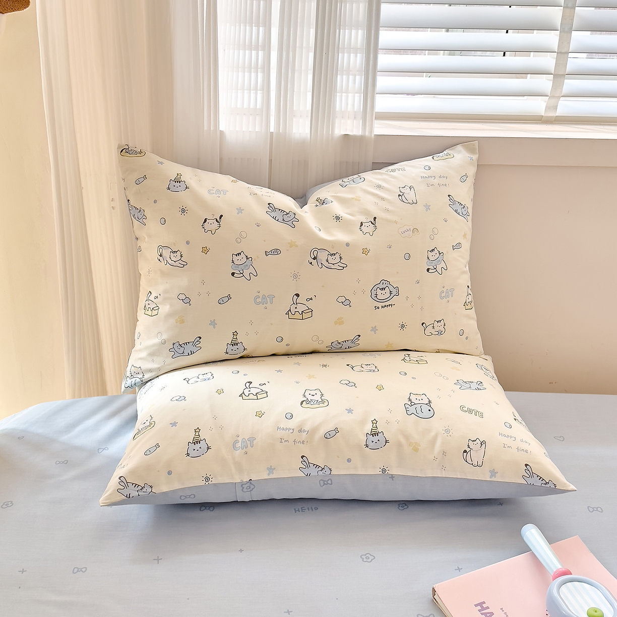 91家纺网 家纺一手货源 找家纺 DoDo 兜兜 2026年全棉纯棉可爱卡通单床笠 床笠单件 机灵猫