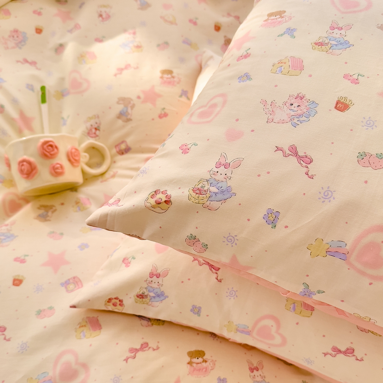 91家纺网 家纺一手货源 找家纺 DoDo 兜兜 2026年全棉纯棉可爱卡通单床笠 床笠单件 星星兔的梦境