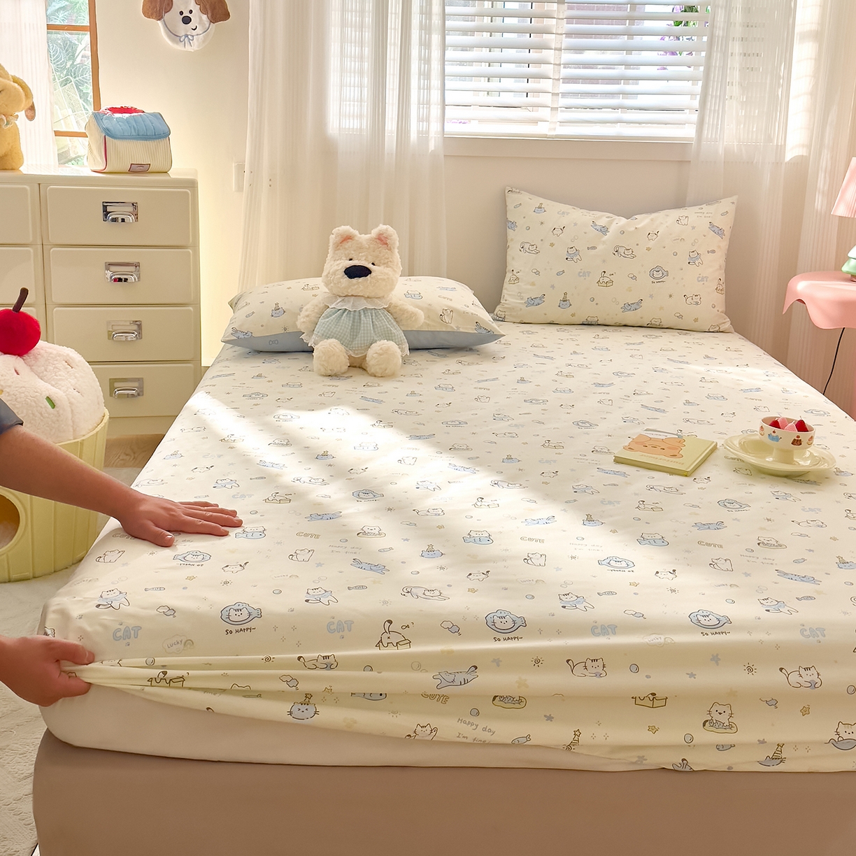 DoDo 兜兜 2026年全棉纯棉可爱卡通单床笠 床笠单件 机灵猫