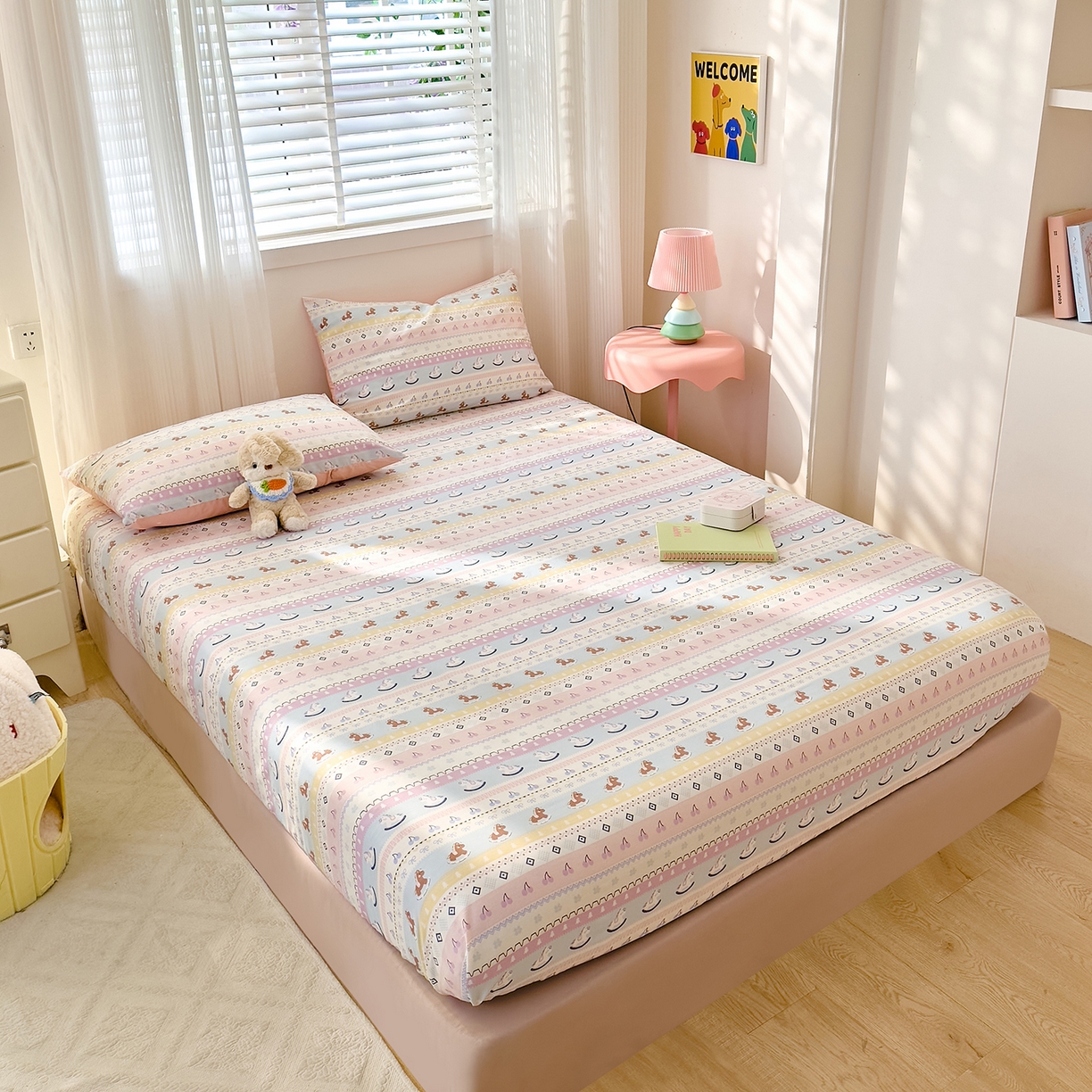 91家纺网 家纺一手货源 找家纺 DoDo 兜兜 2026年全棉纯棉可爱卡通单床笠 床笠单件 彩虹小马驹