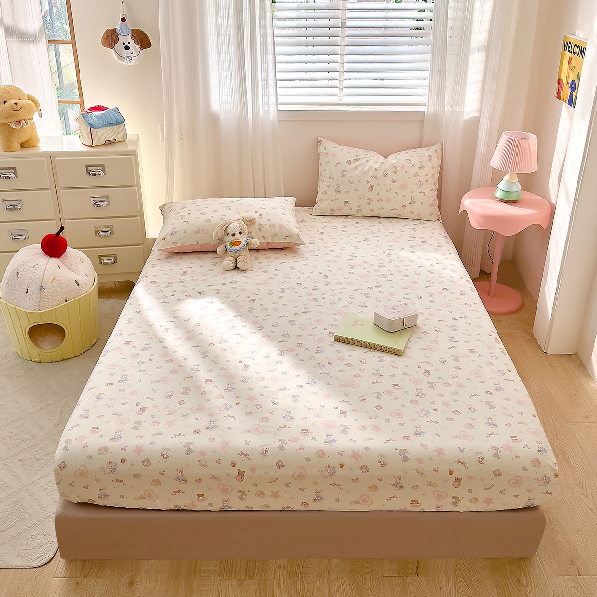 91家纺网 家纺一手货源 找家纺 DoDo 兜兜 2026年全棉纯棉可爱卡通单床笠 床笠单件 星星兔的梦境