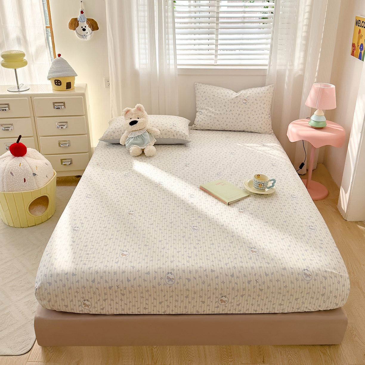 91家纺网 家纺一手货源 找家纺 DoDo 兜兜 2026年全棉纯棉可爱卡通单床笠 床笠单件 云朵小飞马