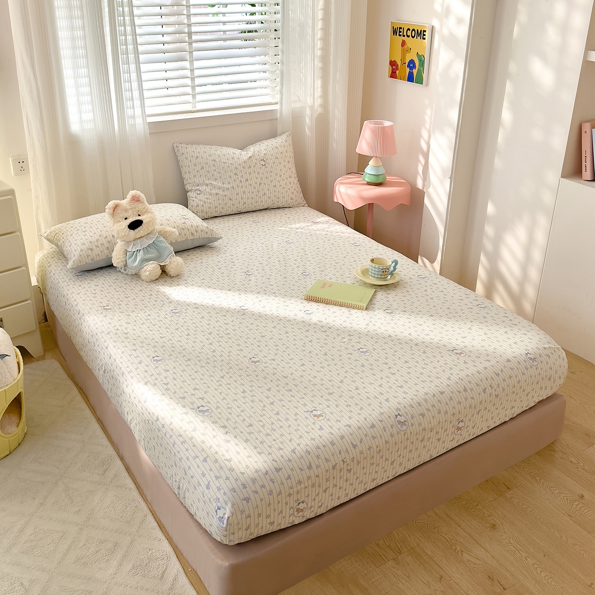 91家纺网 家纺一手货源 找家纺 DoDo 兜兜 2026年全棉纯棉可爱卡通单床笠 床笠单件 云朵小飞马