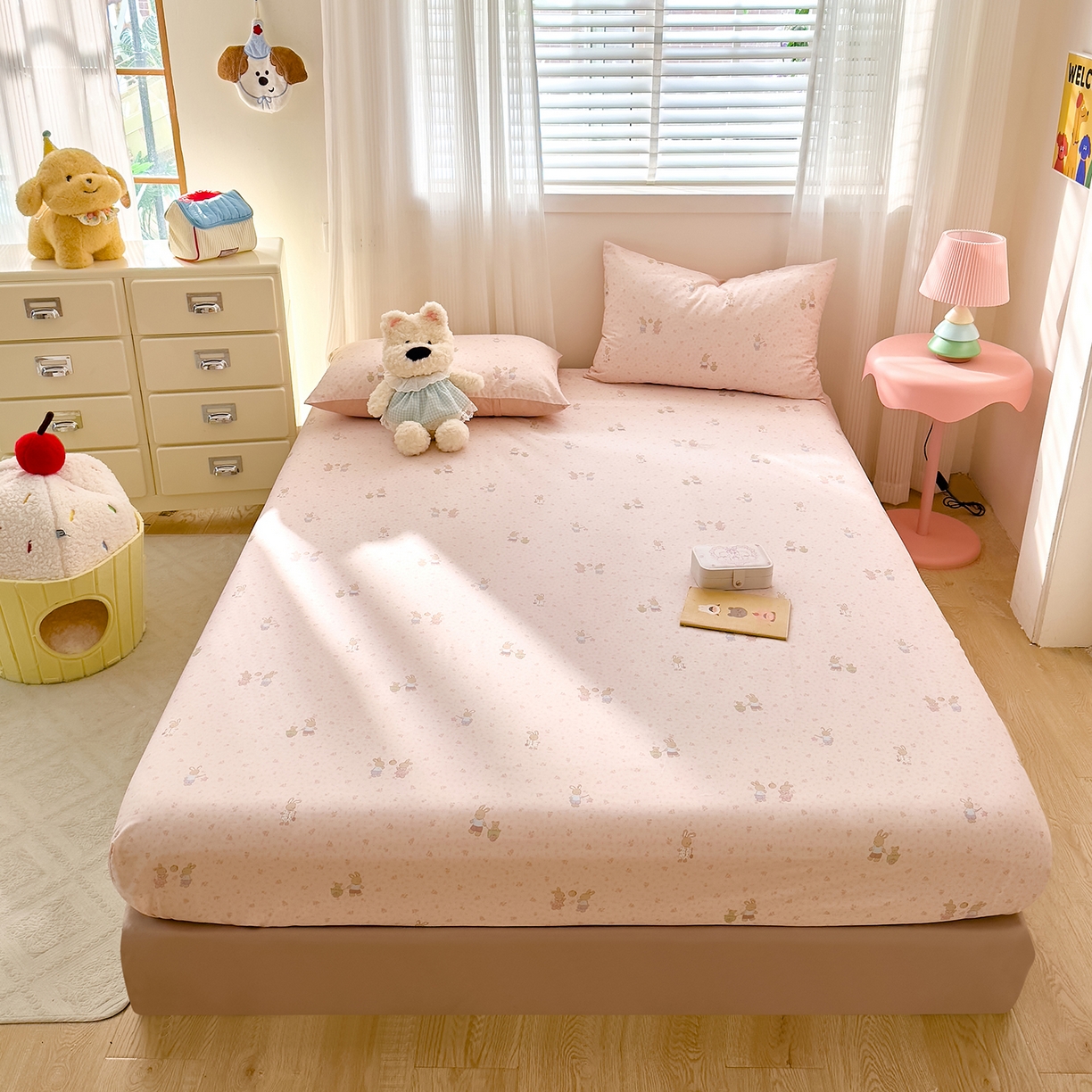 91家纺网 家纺一手货源 找家纺 DoDo 兜兜 2026年全棉纯棉可爱卡通单床笠 床笠单件 早安跳跳兔