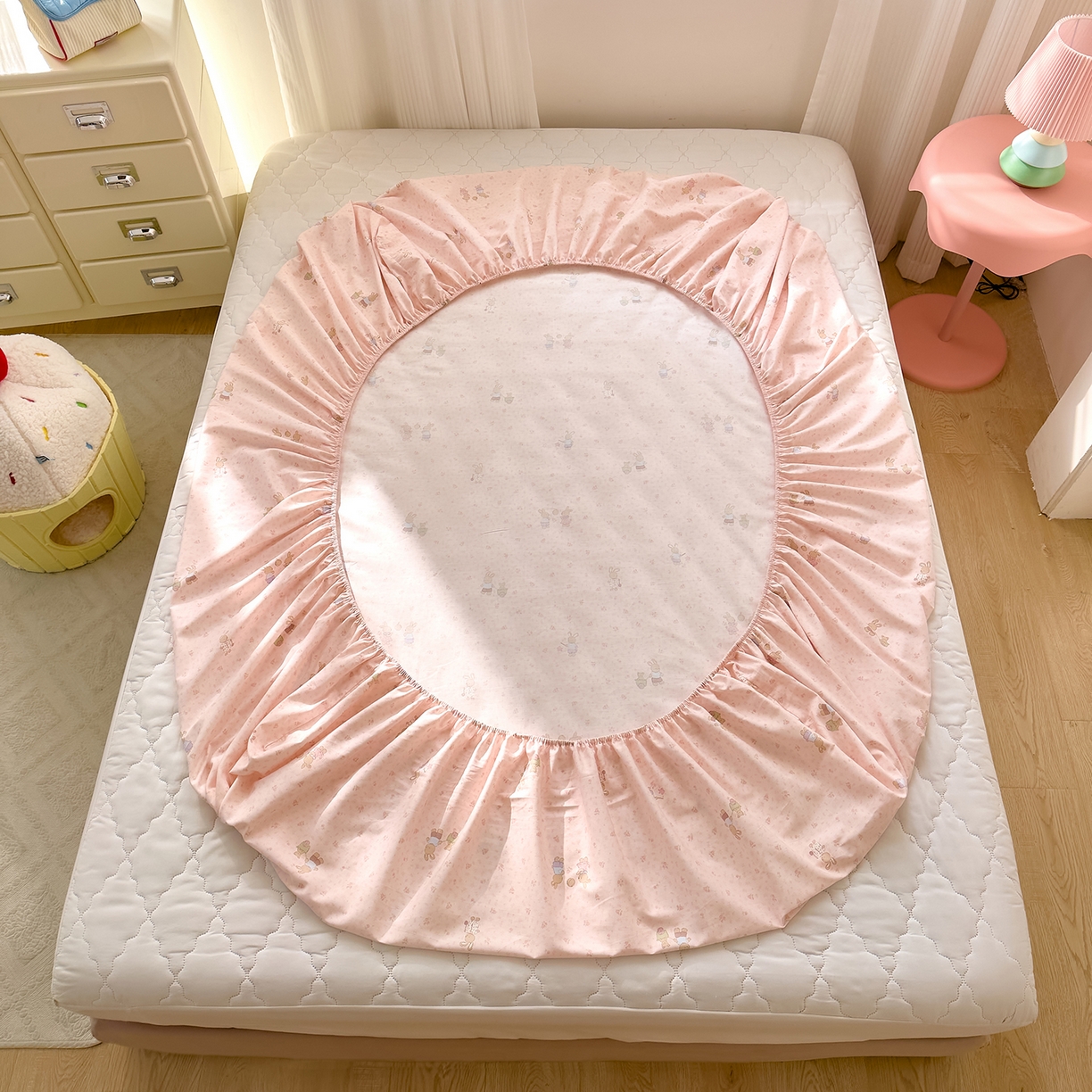 91家纺网 家纺一手货源 找家纺 DoDo 兜兜 2026年全棉纯棉可爱卡通单床笠 床笠单件 早安跳跳兔